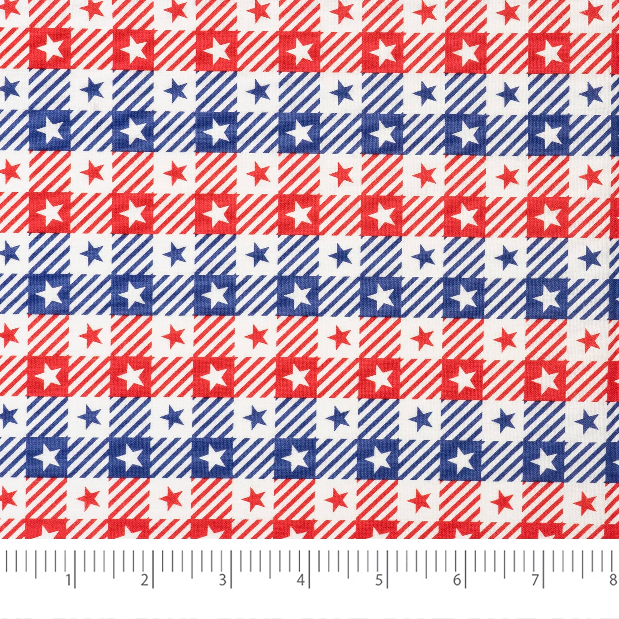 SINGER Gingham Patriotic Stars Cotton Fabric